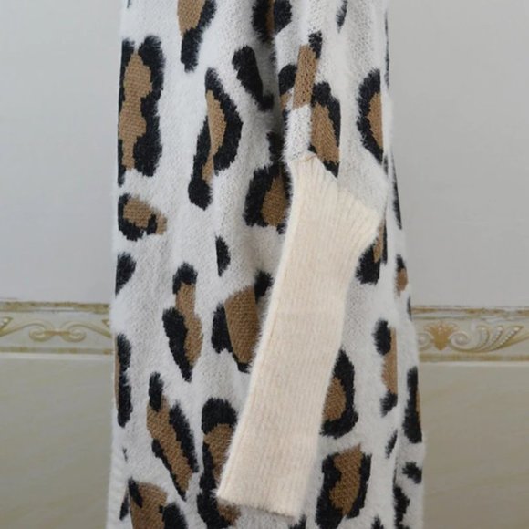Fuzzy Leopard Cardigan Sweater - Picture 10 of 14